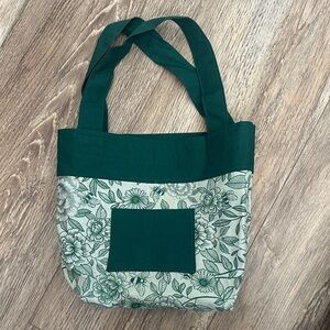 Homemade Floral Green Tote Bag